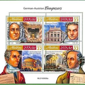 A2192 - MALDIVES - ERROR: MISPERF -2019 Music, Mendelssohn, Beethoven, Handel