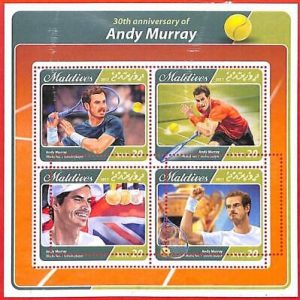 A4002 - MALDIVES - ERROR MISPERF, Miniature s: 2017, Tennis, Andy Murray, Flags