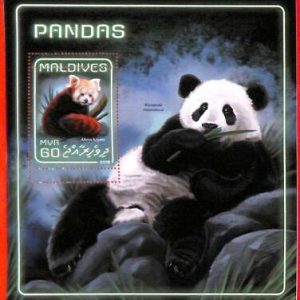 A4194 - MALDIVES - ERROR MISPERF, Souvenir sheet: 2017, Panda bears