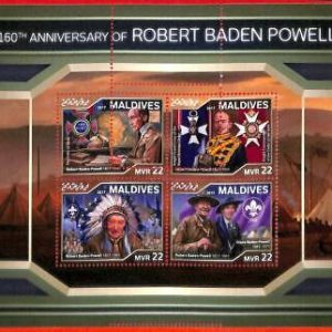 A4099 - MALDIVES - ERROR MISPERF. Miniature s: 2017, R. Baden Powell, Boy Scouts