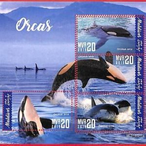 A4124 - MALDIVES - ERROR MISPERF. Miniature sheet: 2019, Orca Whales