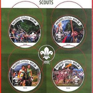 A4071 - MALDIVES - ERROR MISPERF, Miniature sheet: 2019, Boy Scouts, Archery