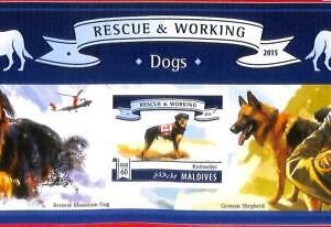 A2037 - MALDIVES, ERROR: IMPERF, S/S - 2015 Rescue Working dogs, Rottweilers