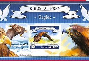 A2044 - MALDIVES, ERROR: IMPERF, SOUVENIR SHEET - 2015, Birds of prey, Eagles