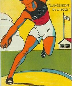 Lib7501 - VINTAGE Illustrated SPORT POSTCARD - 1928 Olympic Games PARIS - Discus