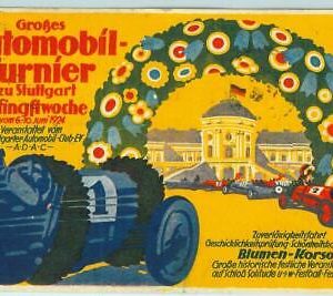 Lib7516  - VINTAGE  Illustrated  POSTCARD - 1932 Car AUTOMOBILE  RALLY Stuttgart