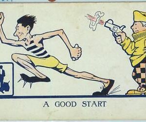 Lib7519  VINTAGE Advertising Illustrated POSTCARD - Walk Quer SHOES Track Racing