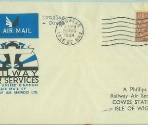 89776 - GB - Postal History - FIRST AIRMAIL by RAIL: Isle of Man / Isle of Wight