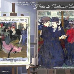 A7714 - DJIBOUTI -  ERROR MISPERF Stamp Sheet -ART Henri de Toulouse-Lautrec