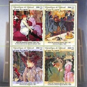 A7712 - DJIBOUTI -  ERROR MISPERF Stamp Sheet -ART Henri de Toulouse-Lautrec