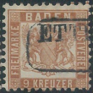 77943c -  GERMANY Baden -  STAMP:  Michel  # 20a -   USED