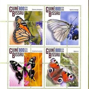 A7782 - Guinea-Bissau - ERROR MISPERF Stamp Sheet -2014   INSECTS Butterflies