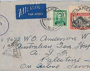 56530 NEW ZEALAND - POSTAL HISTORY: COVER to soldier in PALESTINE 1941 - CENSURE