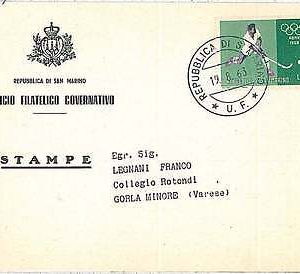 30942 - SAN MARINO  - Postal History - Card 1965  Olympic games 1960  HOCKEY