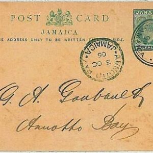 34892 - JAMAICA - POSTAL HISTORY -  STATIONERY CARD from ANNOTTO BAY  1906