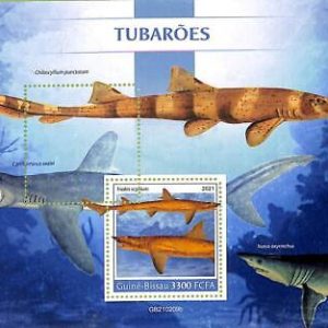 A7822 - Guinea-Bissau - ERROR MISPERF Stamp Sheet - 2021  SHARKS Marine life