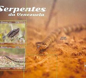 A7830 - Guinea-Bissau - ERROR MISPERF Stamp Sheet - 2021 Reptiles SNAKES