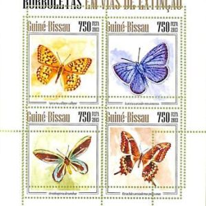 A7784 - Guinea-Bissau - ERROR MISPERF Stamp Sheet -2013  INSECTS Butterflies