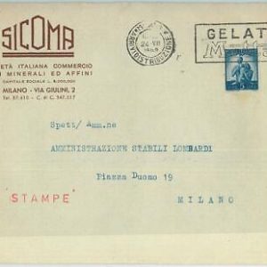 67592 - ITALY - Postal History -  MECHANIC Postmark: Gastronomy  ICECREAM  1949