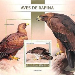 A7813 - Guinea-Bissau - ERROR MISPERF Stamp Sheet - 2021  Birds of prey