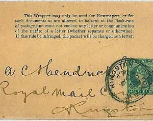 34886 - JAMAICA - POSTAL HISTORY -  STATIONERY WRAPPER from KINGSTON  1916
