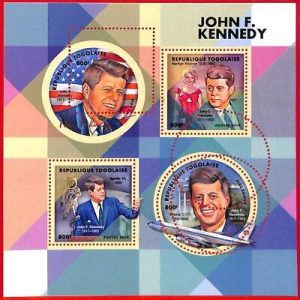A4956 - TOGO -ERROR MISPERF: 2019 J .F. Kennedy, M. Monroe, Airplanes, Apollo 11