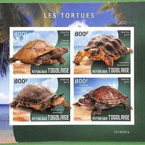 A3009 - TOGO, ERROR MISSPERF, Miniature sheet: 2019, Turtles, Marine Life