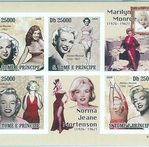 M1601 - S TOME & PRINCIPE, ERROR, 2009, IMPERF SHEET: Marilyn Monroe, Cinema