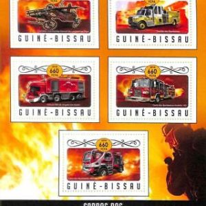 A7853 - Guinea-Bissau -  Stamp Sheet - 2016 FIRE FIGHTERS transport