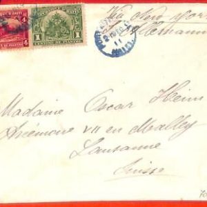 aa3663 - HAITI - POSTAL HISTORY - Blue Postmark on COVER  to  SWITZERLAND  1911