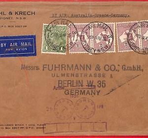 aa3739 - AUSTRALIA - POSTAL HISTORY -  AIRMAIL COVER to GERMANY  1936