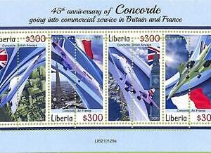 A8095 - LIBERIA -  ERROR MISPERF Stamp Sheet -2021 Aviations AIRPLANES Concorde
