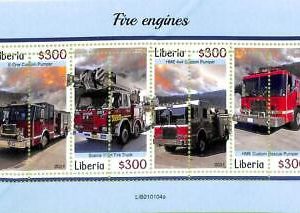 A8094 - LIBERIA -  ERROR MISPERF Stamp Sheet -2021  FIRE FIGHTERS transport