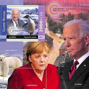 A7912- Guinea-Bissau - ERROR MISPERF  Stamp Sheet -2021 Climate POLITICS Merkel