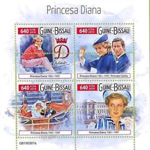 A7904- Guinea-Bissau -ERROR MISPERF  Stamp Sheet -2019 Princess Diana ROYALTY