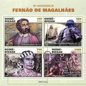 A7887 - Guinea-Bissau - ERROR MISPERF Stamp Sheet -2021 Fernand Magellan BOATS