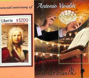 A8096 - LIBERIA -  ERROR MISPERF Stamp Sheet -2021 MISIC Antonio Vivaldi