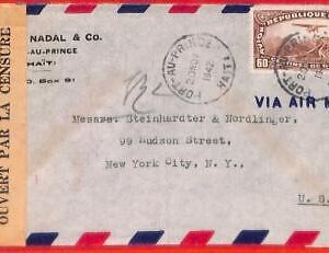 aa3660 - HAITI - POSTAL HISTORY - DOUBLE Censored AIRMAIL  COVER  to  USA  1942