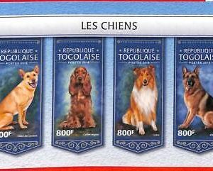 A3098 - TOGO, ERROR IMPERF, Miniature sheet: 2018, Dogs, Collie, Cocker Spaniel