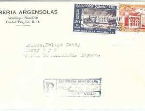 69254 - DOMINICANA - POSTAL HISTORY -  REGISTERED COVER  to  SPAIN  1953
