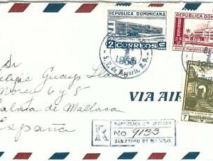 69253 - DOMINICANA - POSTAL HISTORY -  REGISTERED COVER  to  SPAIN  1953