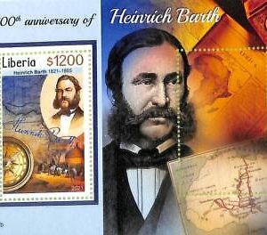 A8102 - LIBERIA -  ERROR MISPERF Stamp Sheet -2021 Heinrich Barth SCIENCES