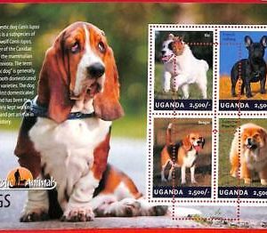 A3167- UGANDA, ERROR MISSPERF Miniature sheet: 2014 French Bulldog, Beagle, Dogs