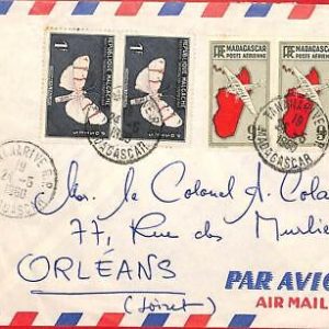 aa3190 - MADAGASCAR - Postal History - AIRMAIL COVER to FRANCE 1960 Butterflies