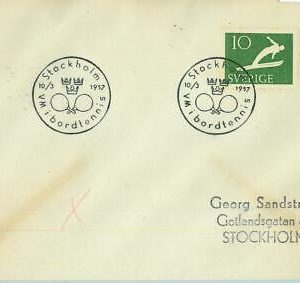 95599 - SWEDEN  - POSTAL HISTORY - SPECIAL POSTMARK on Cover  TABLE TENNIS  1957
