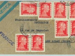 96882 - ARGENTINA - POSTAL HISTORY - AIRMAIIL COVER to FRANCE 1952  1.60$  Evita