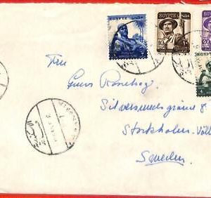 aa2385 - EGYPT - Postal History -  CENSORED COVER to SWEDEN  1950's
