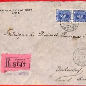 aa3874 - EGYPT - Postal History - REGISTERED COVER to SWITZERLAND  1931
