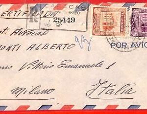 aa3698 - VENEZUELA - POSTAL HISTORY -  REGISTERED  COVER to ITALY  1953
