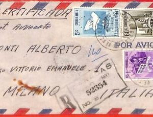 aa3701 - VENEZUELA - POSTAL HISTORY -  REGISTERED  COVER to ITALY  1953